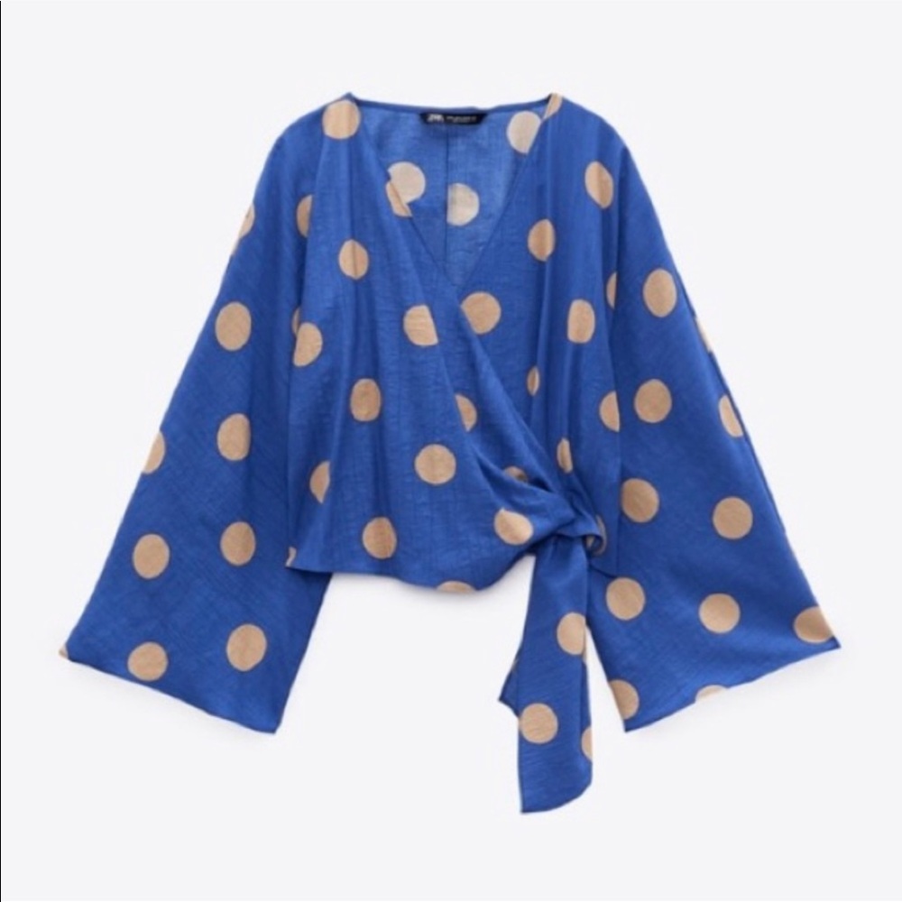 NWT Zara 2 Piece Polka Dot Linen Blouse and Pants Set - Picture 6 of 16